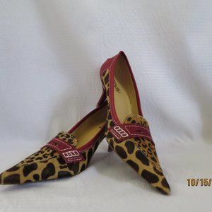 Red and Leopard print kitten heels